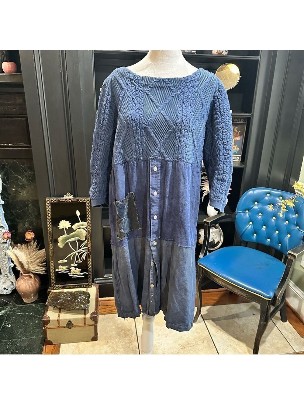 Love Higher Hand‑Dyed Boho Sweater Dress – Size L – Unique & Excellent Condition